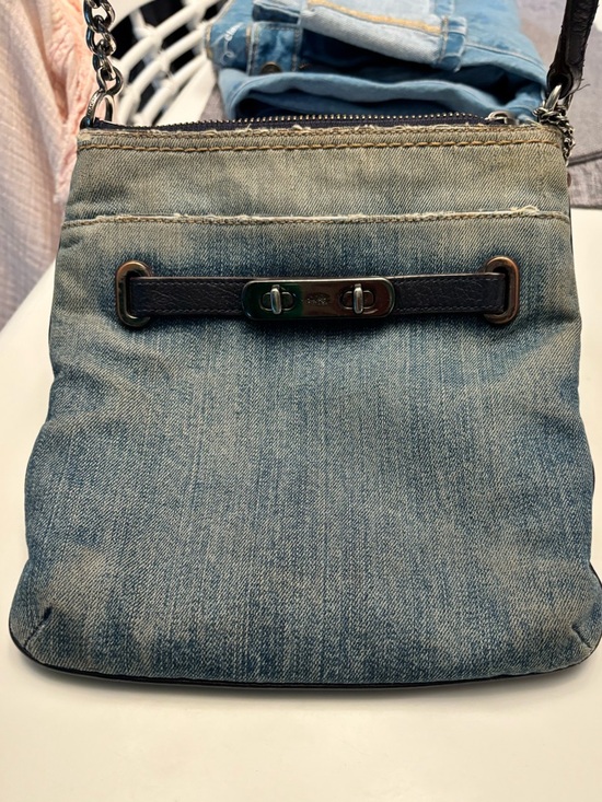 Coach Handbags - Coach Denim Crossbody Bag in Faded Blue with Black Trim